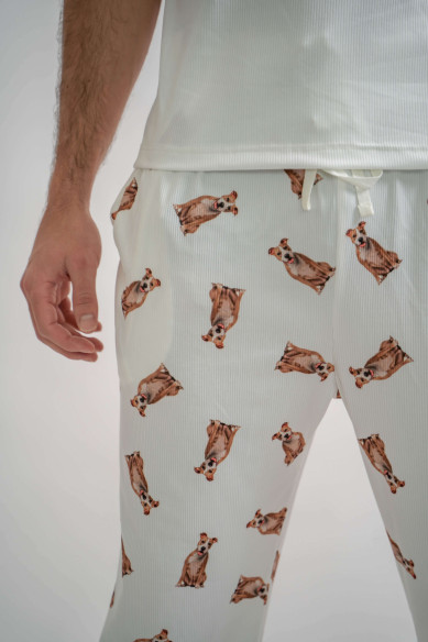 Pijama "Pitbull Café con blanco"