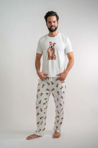 Pijama "Pitbull Café con blanco"