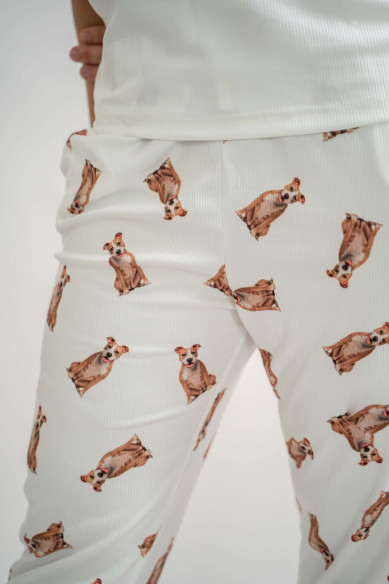 Pijama "Pitbull Café con blanco"